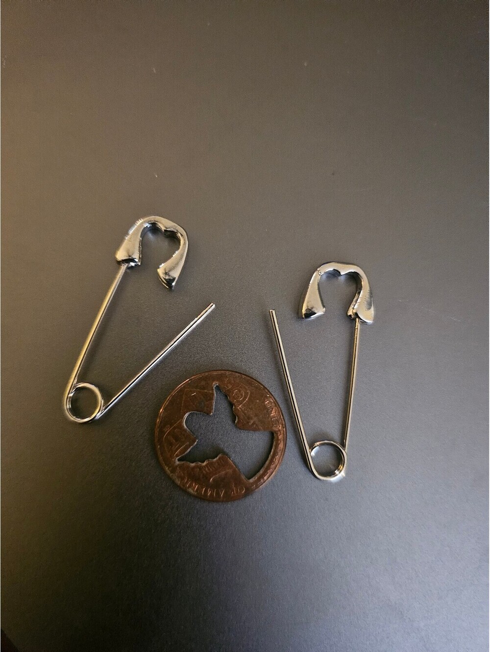 NWT - Safety pin went through ear look earrings - steam punk emo
